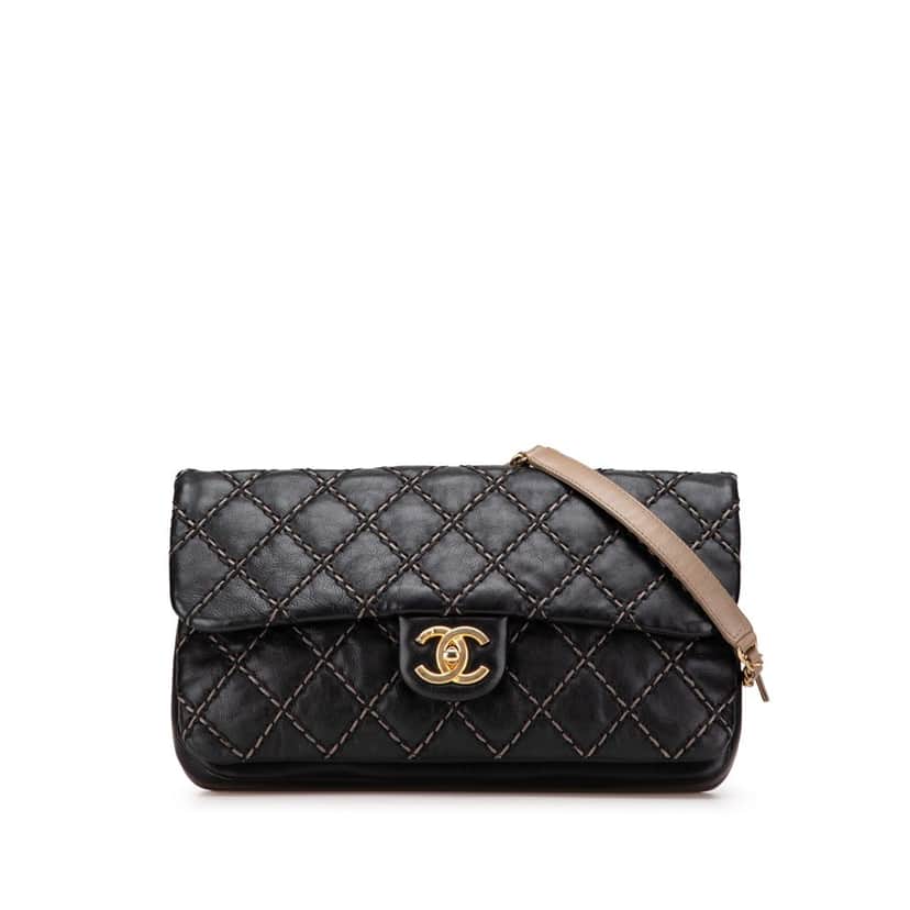 Chanel Paris Dallas Quilted Calfskin Chic Stitch Flap Black Leather Good condition - Front View