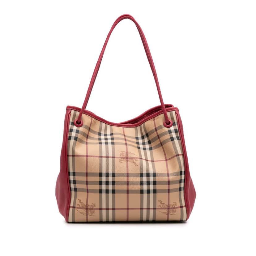 Burberry Small Haymarket Check Coated Canvas Canterbury Tote Brown Canvas Good condition - Front View