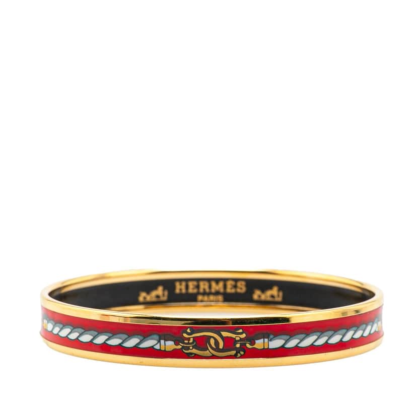 Hermès Narrow Cordages Enamel Bangle 70 Red Good condition - Front View