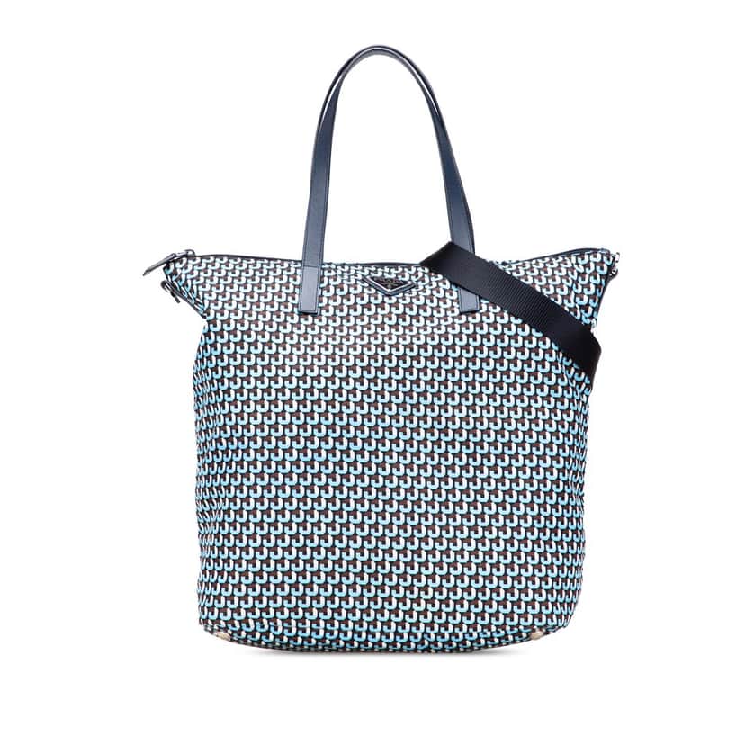 Prada Tessuto Stampato Satchel Blue Good condition - Front View