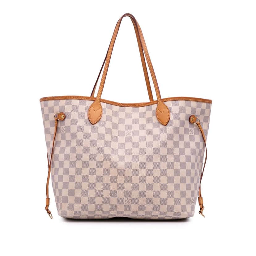 Louis Vuitton Damier Azur Neverfull MM White Canvas Good condition - Front View