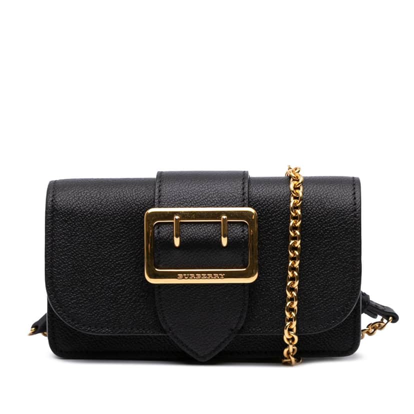 Burberry Mini Soft Grain Calfskin Buckle Crossbody Black Leather Good condition - Front View
