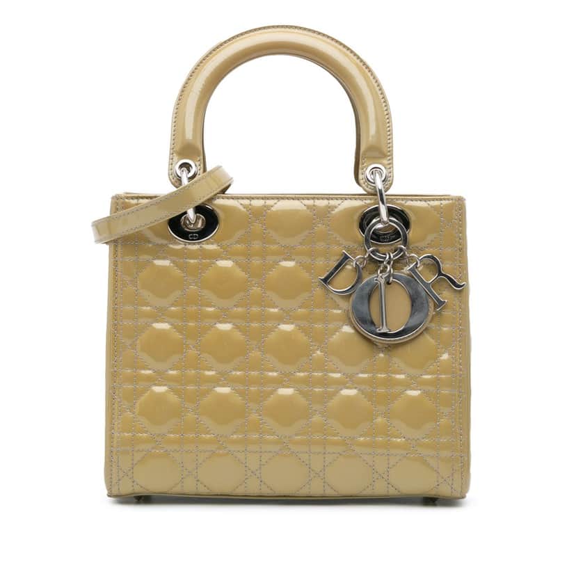 Dior Medium Patent Cannage Lady Dior Brown Leather Good condition - Front View