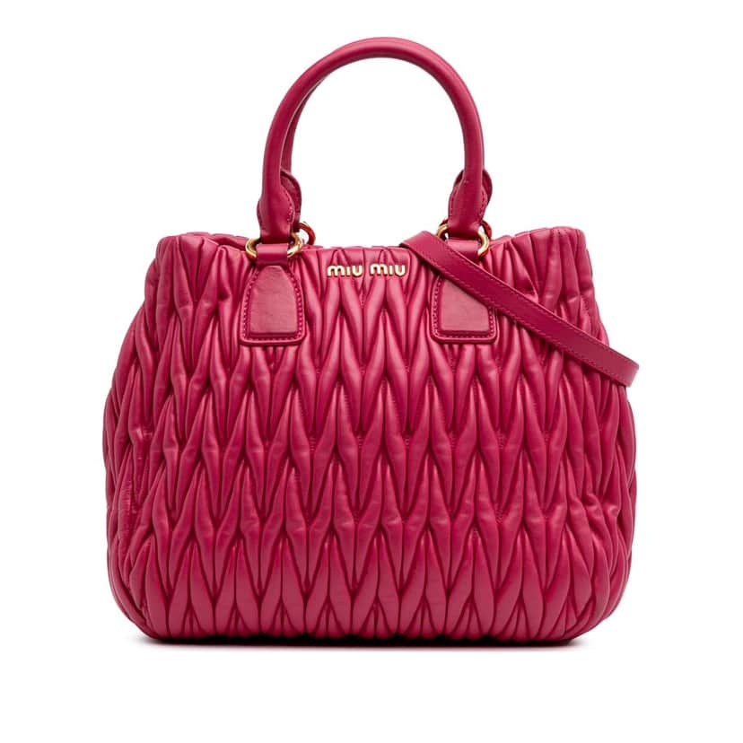 Miu Miu Matelasse Nappa Satchel Pink Leather Good condition - Front View