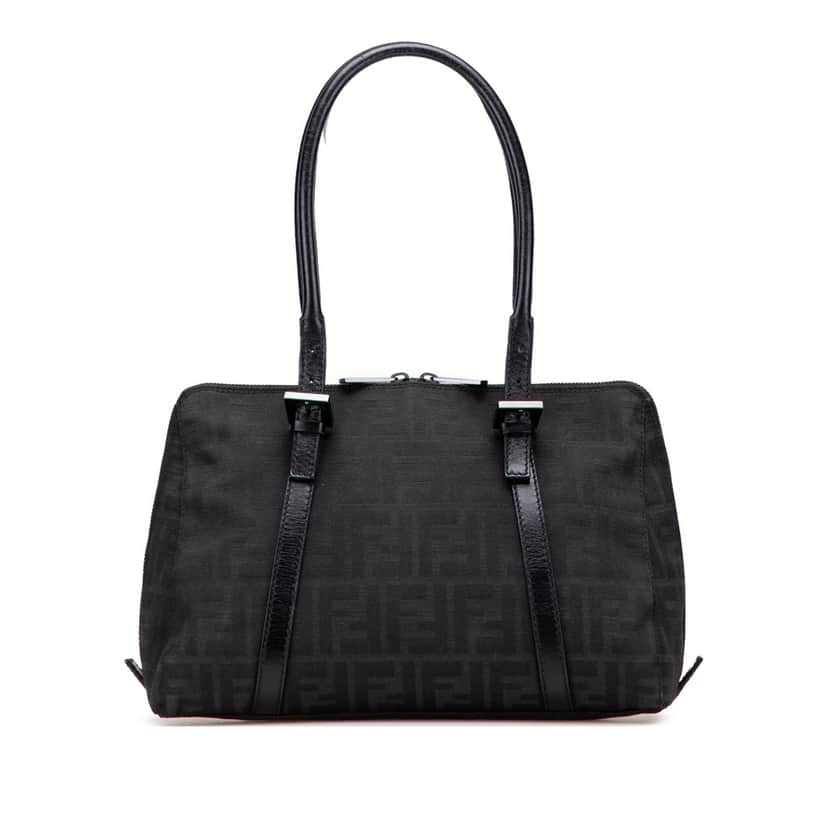 Fendi Zucca Canvas Shoulder Bag Black Canvas Good condition - Front View
