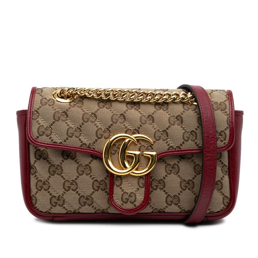 Gucci Mini GG Marmont Matelasse Canvas Flap Crossbody Brown Canvas Good condition - Front View