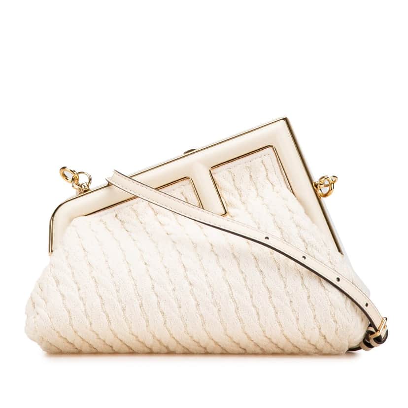 Fendi Small Knit Fendi First Crossbody Brown Wool Good condition - Front View