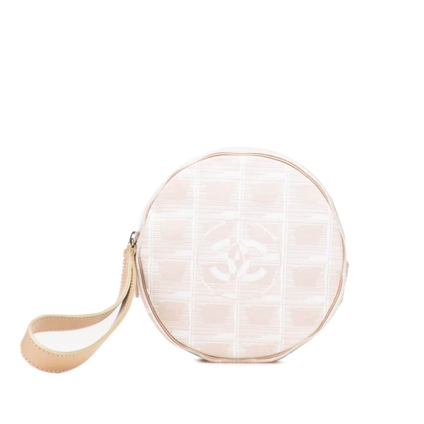 Chanel New Travel Line Nylon Round Pouch Brown Good condition - Front View