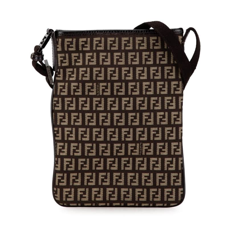 Fendi Zucchino Canvas Crossbody Brown Canvas Fair condition - Front View