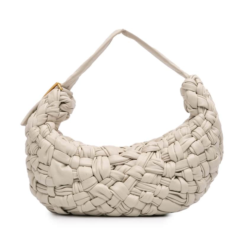 Bottega Veneta Foulard Intrecciato Calfskin Banana Hobo White Leather Good condition - Front View