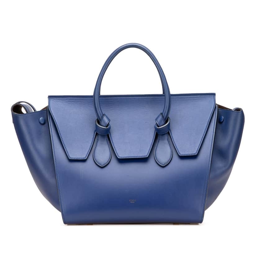 Celine Medium Smooth Calfskin Tie Knot Tote Blue Leather Good condition - Front View