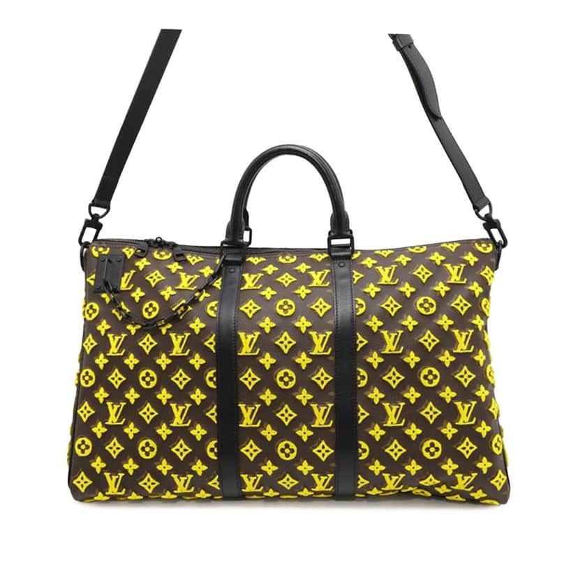 Louis Vuitton Monogram Tuffetage Triangle Keepall Bandouliere 50 Yellow Canvas Good condition - Front View