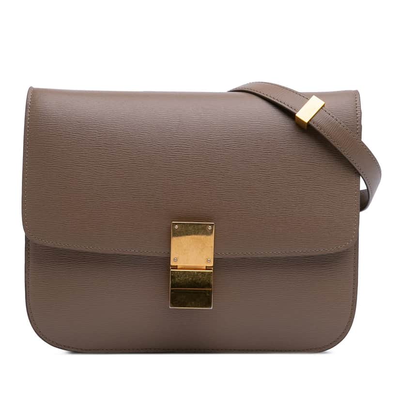 Celine Medium Calfskin Classic Box Brown Leather Good condition - Front View