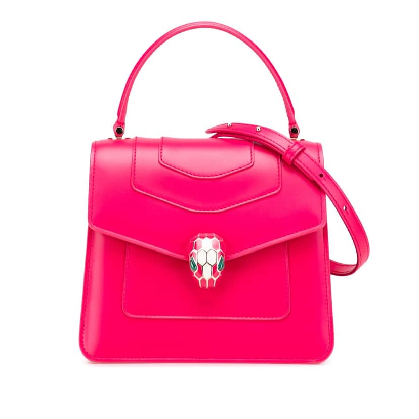 Bvlgari Small Calfskin Serpenti Forever Top Handle Bag Pink Leather Good condition - Front View