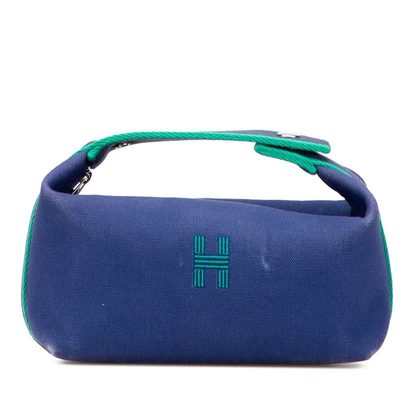 Hermès Small Canvas Bride A Brac Case Blue Canvas Good condition - Front View