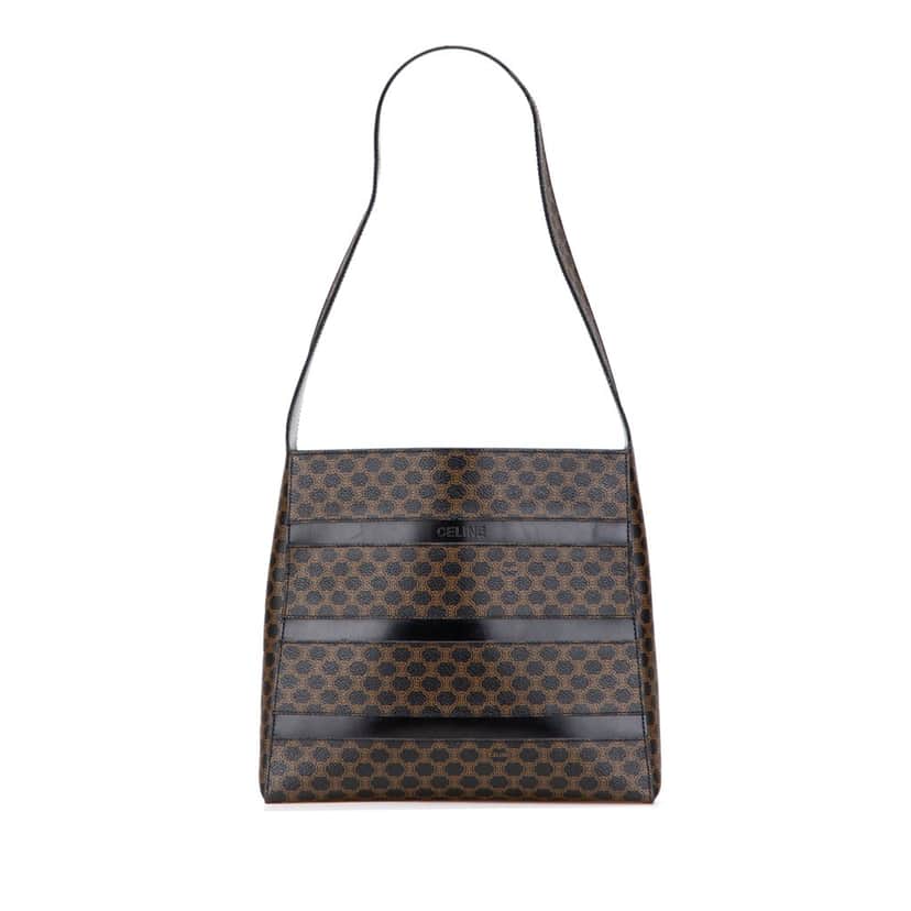 Celine Macadam Coated Canvas Shoulder Bag Brown Canvas Good condition - Front View