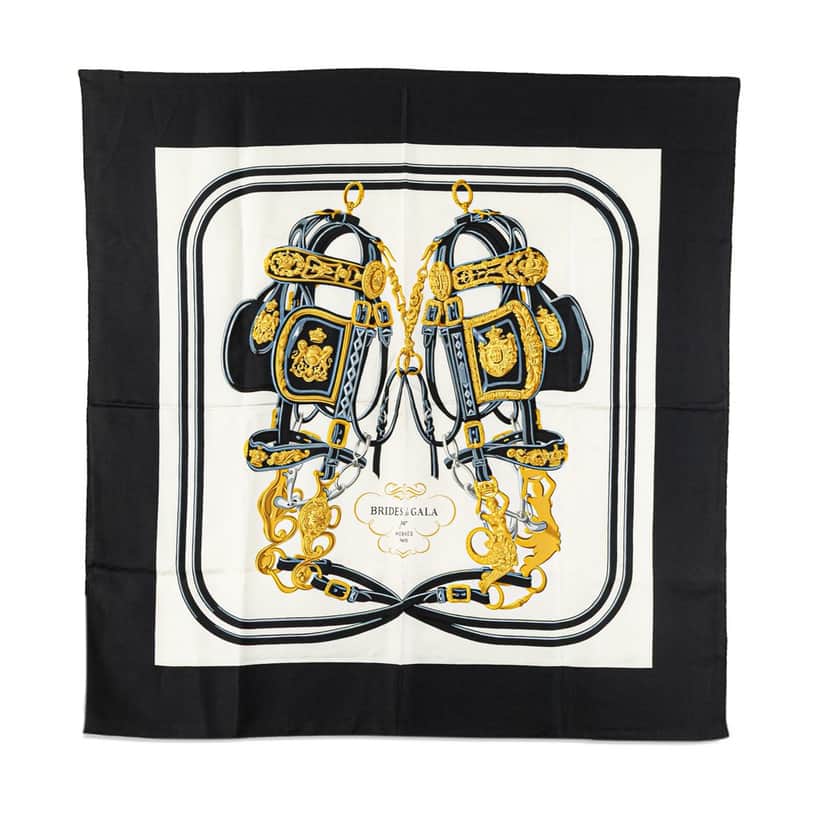Hermès Brides de Gala Silk Scarf Black Silk Good condition - Front View