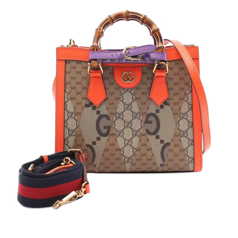 Gucci Small GG Supreme Diana Satchel Brown Canvas Good condition - Front View