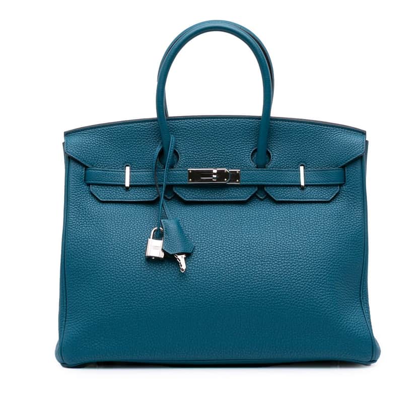 Hermès Togo Birkin Retourne 35 Blue Leather Good condition - Front View
