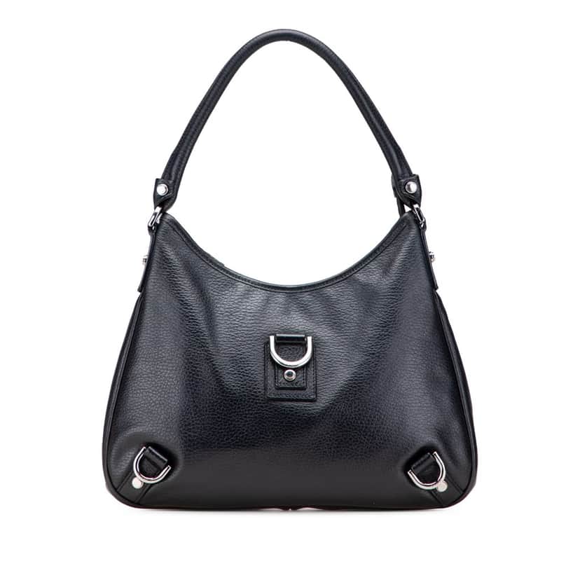 Gucci Pebbled Leather Abbey D Ring Shoulder Bag Black Leather Good condition - Front View