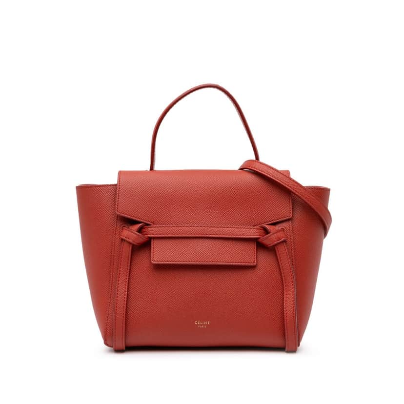 Celine Nano Grained Calfskin Belt Bag Red Leather Good condition - Front View