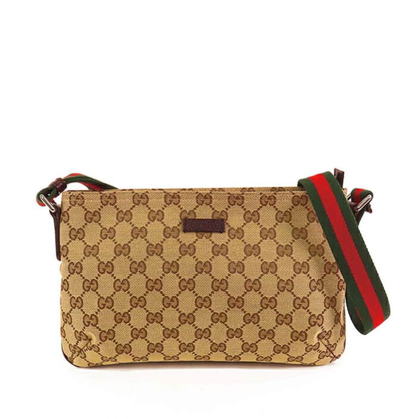 Gucci GG Canvas Web Crossbody Brown Canvas Good condition - Front View