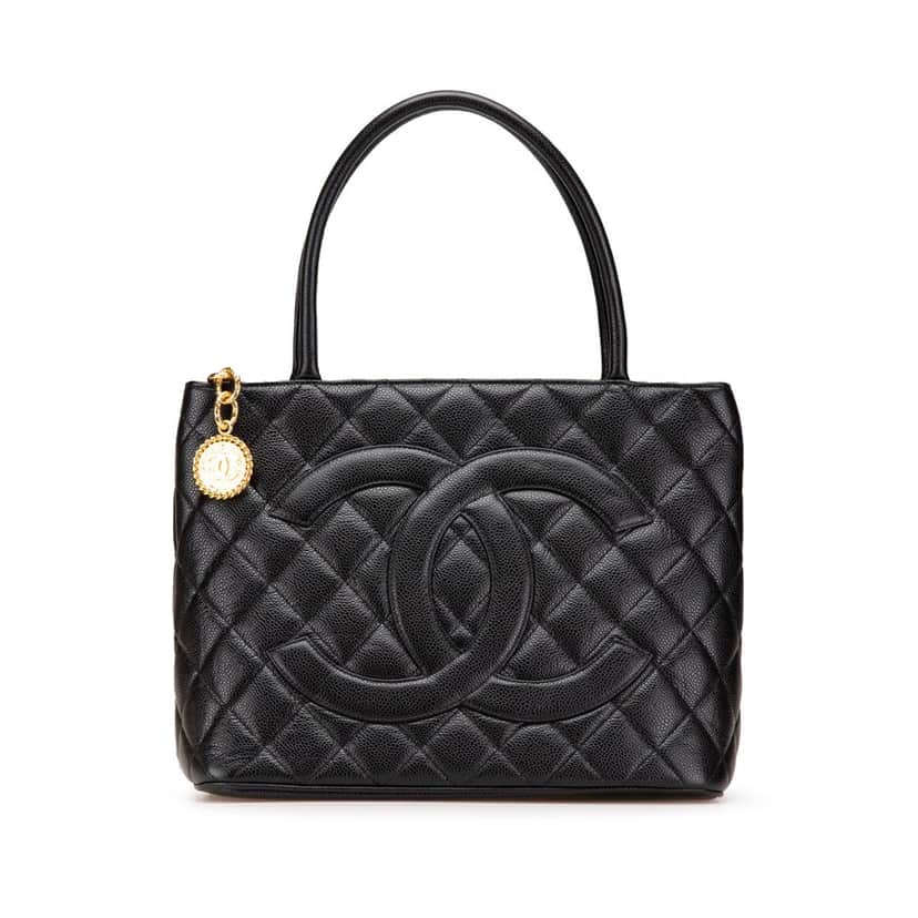 Chanel Caviar Medallion Tote Black Leather Good condition - Front View