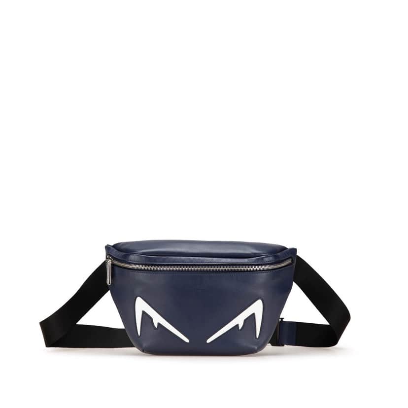 Fendi Vitello Grace Monster Eyes Belt Bag Blue Leather Good condition - Front View