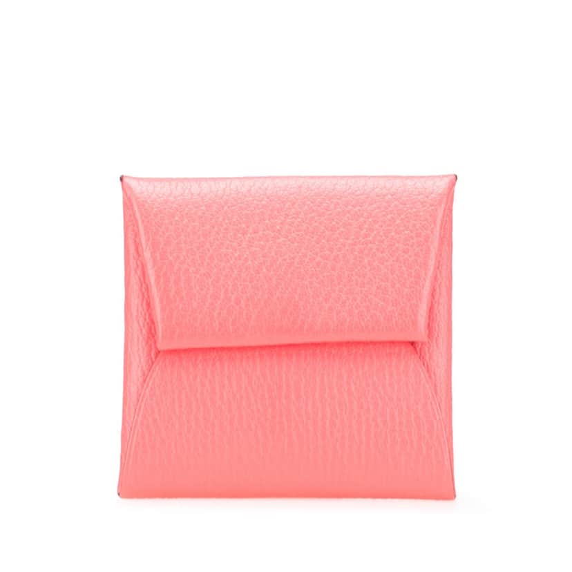 Hermès Chevre Mysore Bastia Coin Pouch Pink Leather Good condition - Front View