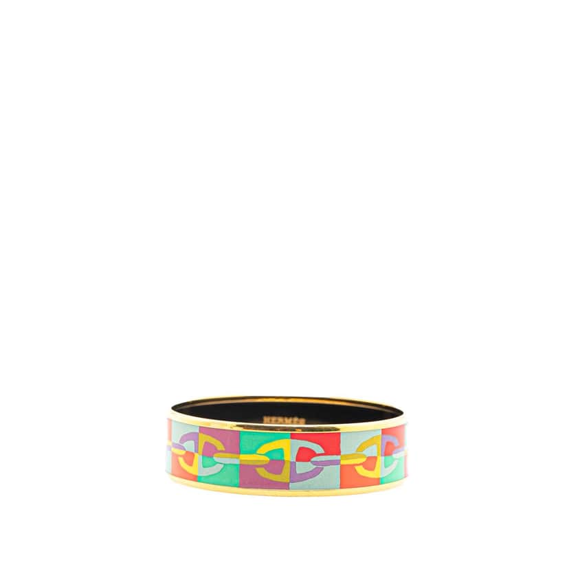 Hermès Wide Enamel Optique Chaine d'Ancre Bangle 65 MultiColor Good condition - Front View