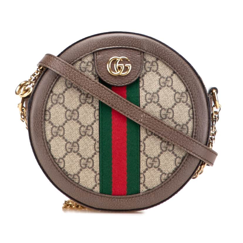Gucci Mini GG Supreme Round Ophidia Crossbody Brown Canvas Good condition - Front View