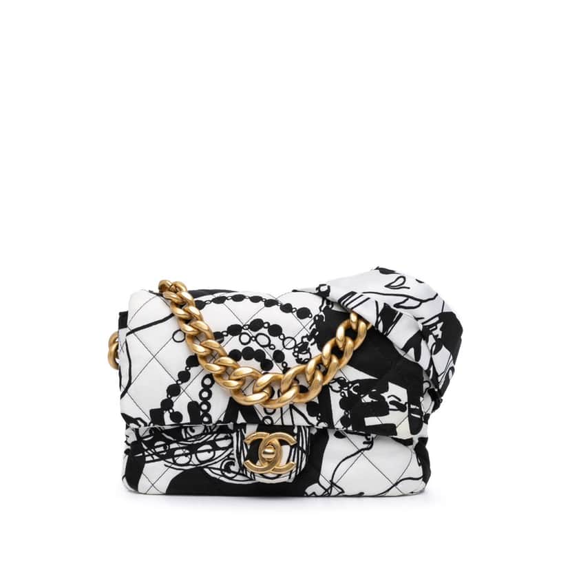 Chanel Mini Printed Canvas Deer Coco Flap White Canvas Good condition - Front View