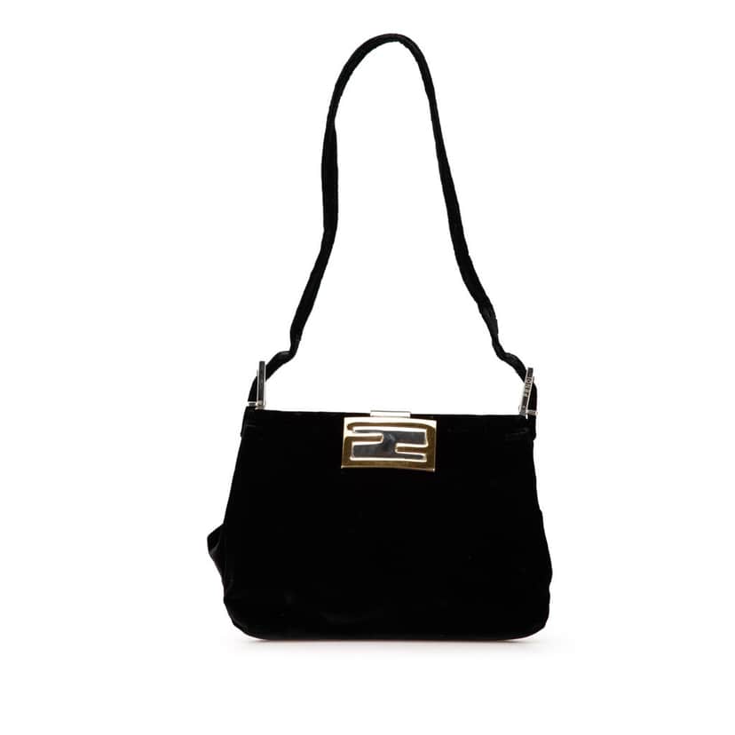 Fendi Velvet Shoulder Bag Black Velvet Good condition - Front View