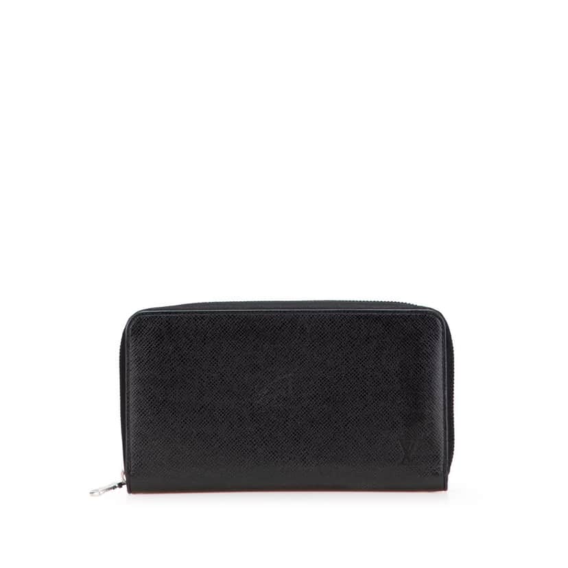Louis Vuitton Taiga Zippy Organizer Wallet Black Leather Good condition - Front View