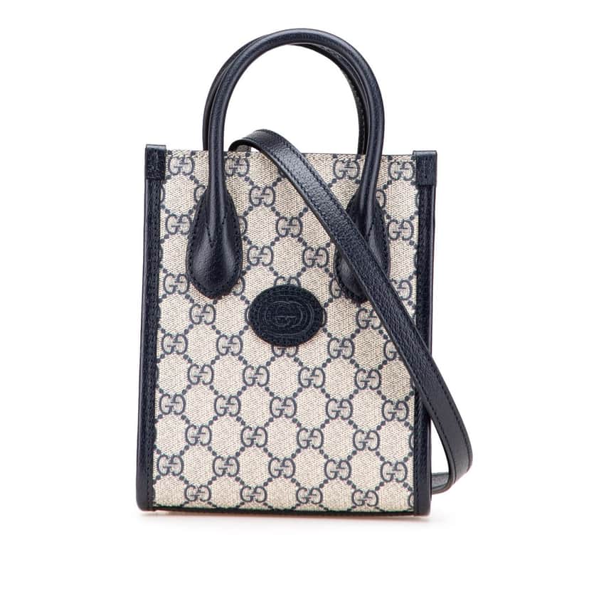 Gucci Mini GG Supreme Interlocking G Satchel Brown Canvas Good condition - Front View