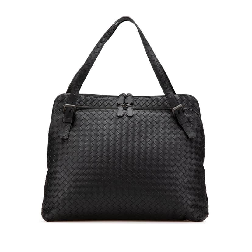 Bottega Veneta Nappa Intrecciato Business Bag Black Leather Good condition - Front View