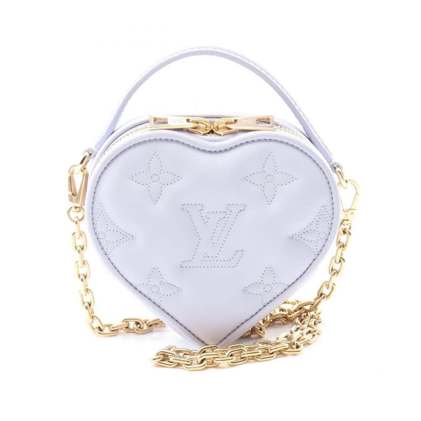 Louis Vuitton Monogram Embroidered Pop My Heart Pouch Purple Leather Good condition - Front View