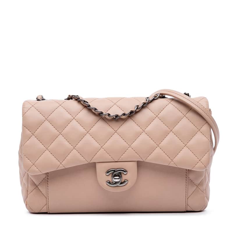 Chanel Medium CC Quilted Calfskin Single Flap Brown Leather Good condition - Front View