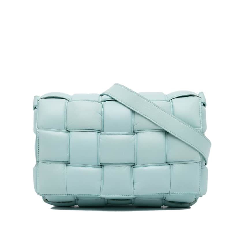 Bottega Veneta Nappa Intrecciato Padded Cassette Crossbody Blue Leather Very good condition - Front View