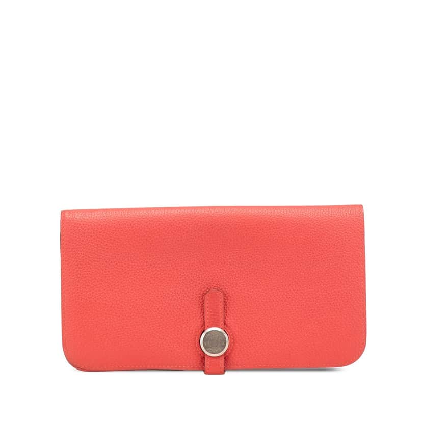Hermès Clemence Dogon Long Wallet Red Leather Good condition - Front View