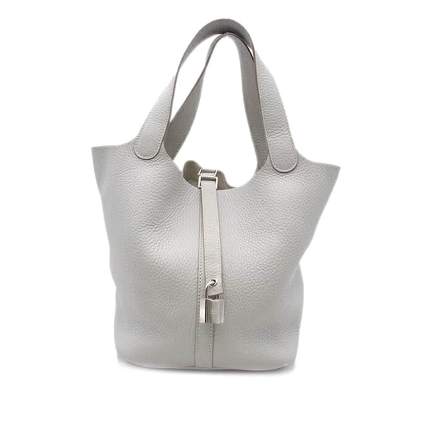 Hermès Clemence Picotin Lock 22 Grey Leather Good condition - Front View