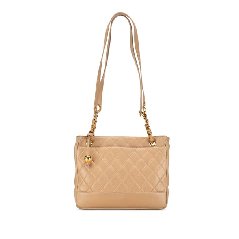 Chanel Quilted Lambskin Shoulder Bag Brown Leather Good condition - Front View