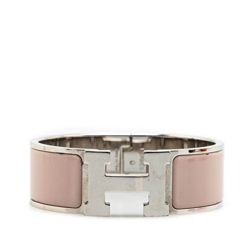 Hermès Wide Enamel Clic Clac H Bracelet PM Pink Good condition - Front View