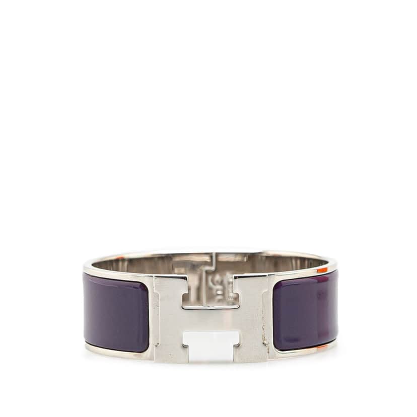 Hermès Wide Enamel Clic Clac H Bracelet PM Purple Good condition - Front View
