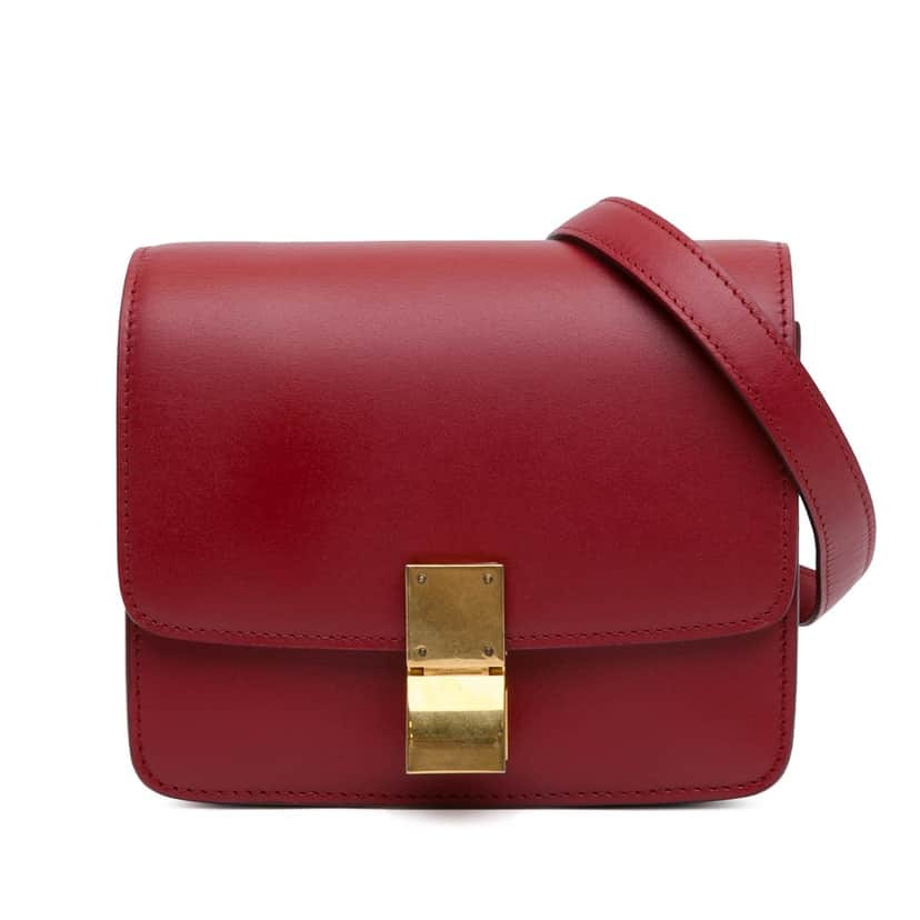 Celine Small Calfskin Classic Box Red Leather Good condition - Front View