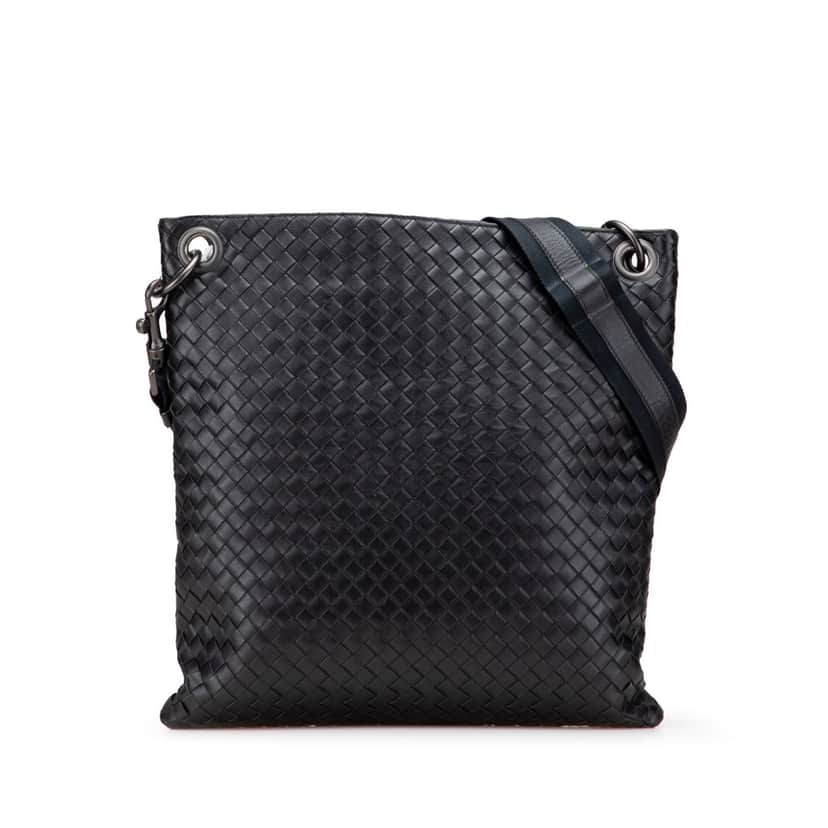 Bottega Veneta Nappa Intrecciato Crossbody Black Leather Good condition - Front View