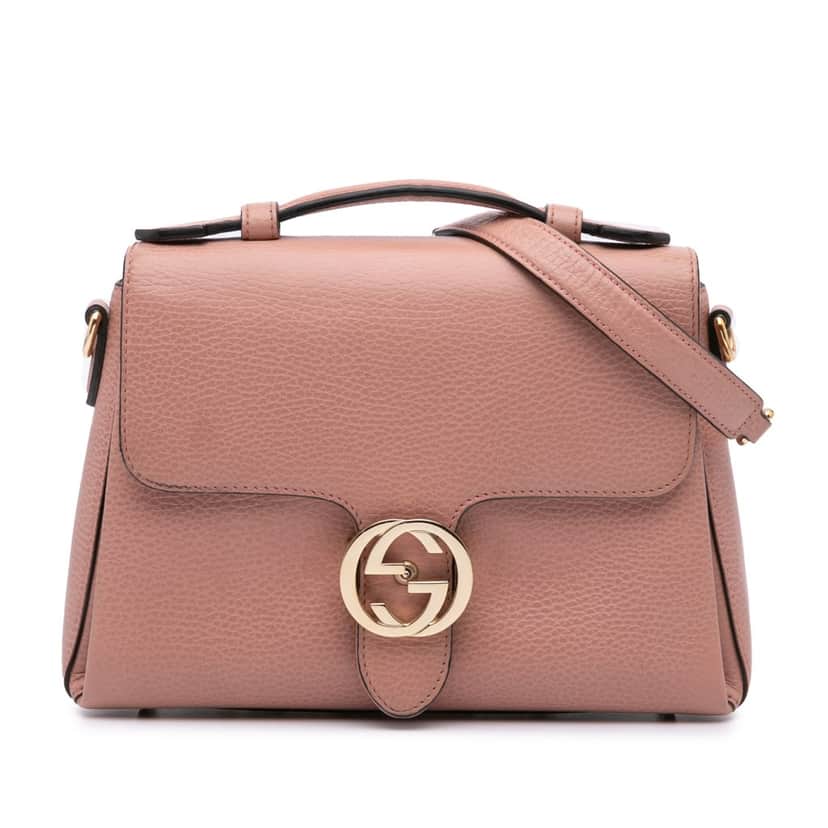 Gucci Small Dollar Calfskin Interlocking G Satchel Pink Leather Good condition - Front View