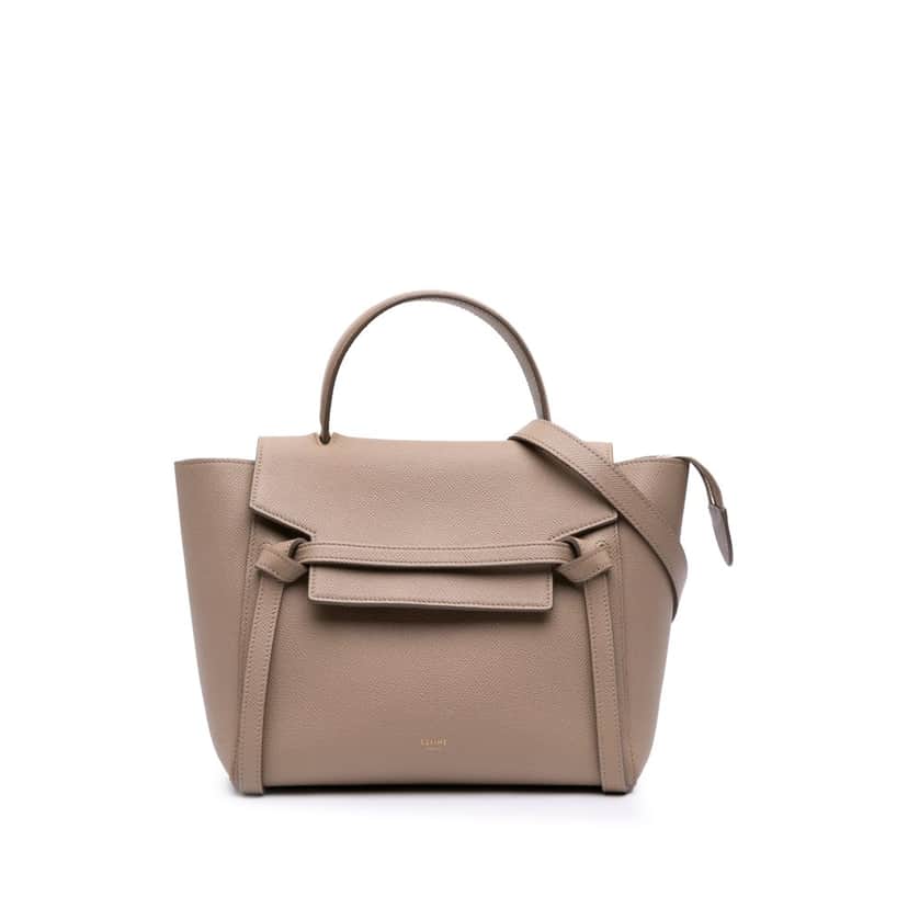 Celine Micro Grained Calfskin Belt Bag Brown Leather Good condition - Front View