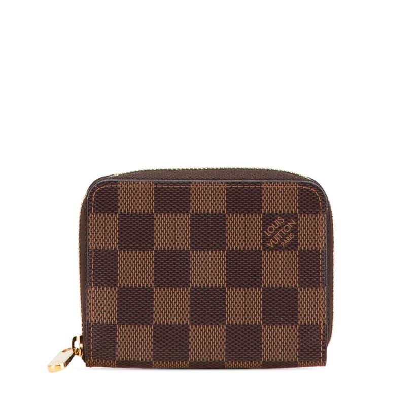 Louis Vuitton Damier Ebene Zippy Coin Purse Brown Canvas Good condition - Front View