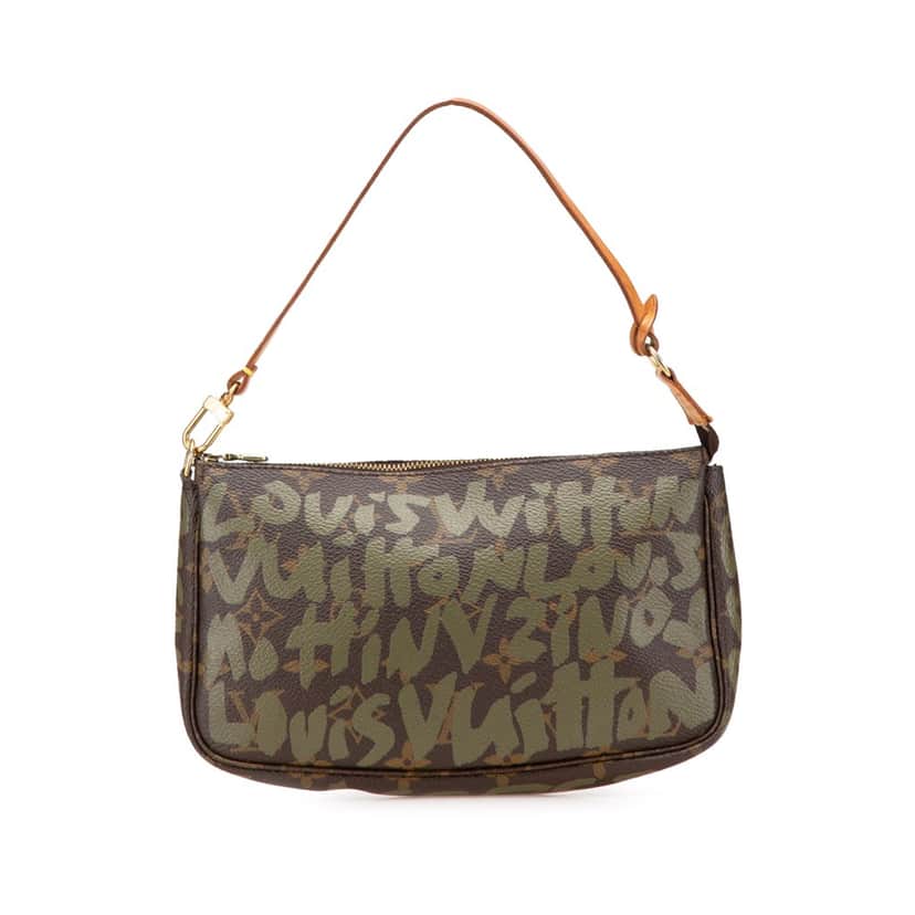 Louis Vuitton Stephen Sprouse Monogram Graffiti Pochette Accessoires Brown Canvas Good condition - Front View